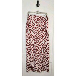Sz 1X Soft Surroundings 100% Polyester Flowy Pants Red / White Abstract Print